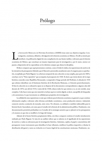 Las exposiciones de motivos de los presupuestos federales, 1869 - 1930. Recopilación documental y estudio
