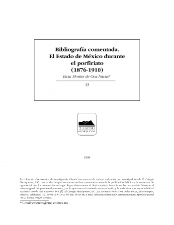 Bibliografía comentada. El Estado de México durante...