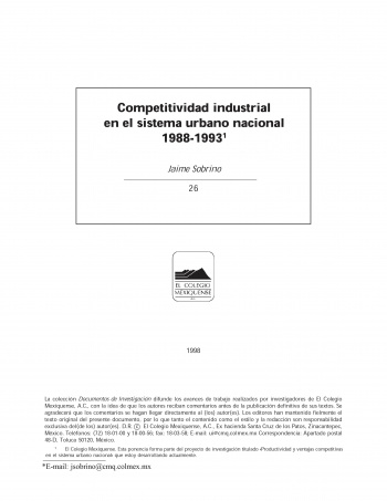 Competitividad industrial en el sistema urbano nacional...