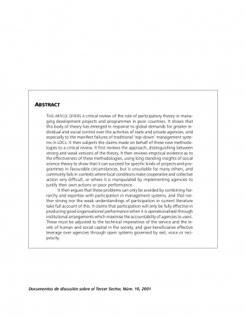 Participation and accountability in development management