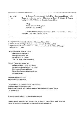 El Congreso Constituyente del Estado Libre y Soberano de México, 1917