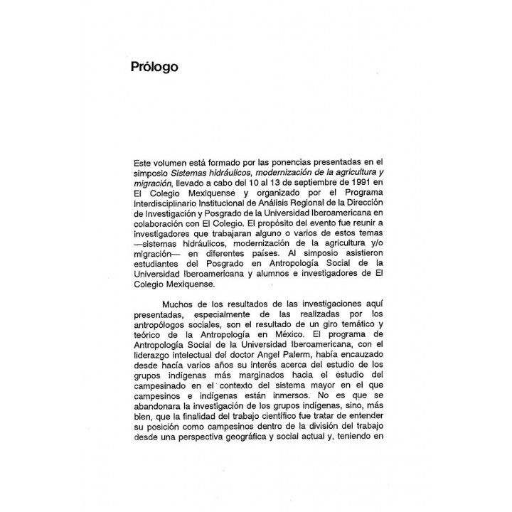 Sistemas hidráulicos, modernización de la agricultura y migración