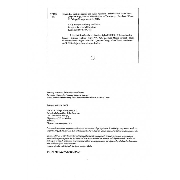 Toluca. Los ejes de una ciudad mexicana