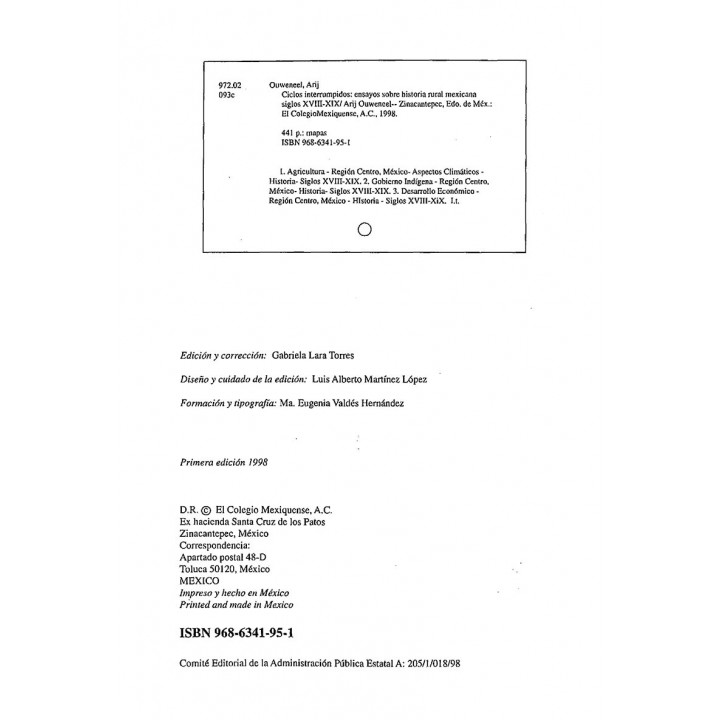 Ciclos interrumpidos. Ensayos sobre historia rural mexicana siglos XVIII-XIX
