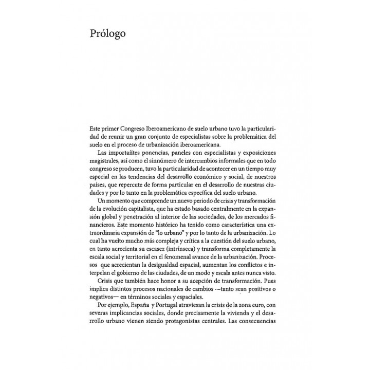 El suelo urbano en Iberoamérica. Crisis y perspectivas
