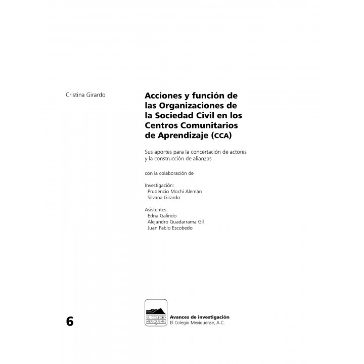 Acciones y función de las Organizaciones de la Sociedad Civil en los Centros Comunitarios de Aprendizaje (CCA).