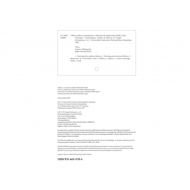 Cultura política, participación y relaciones de poder