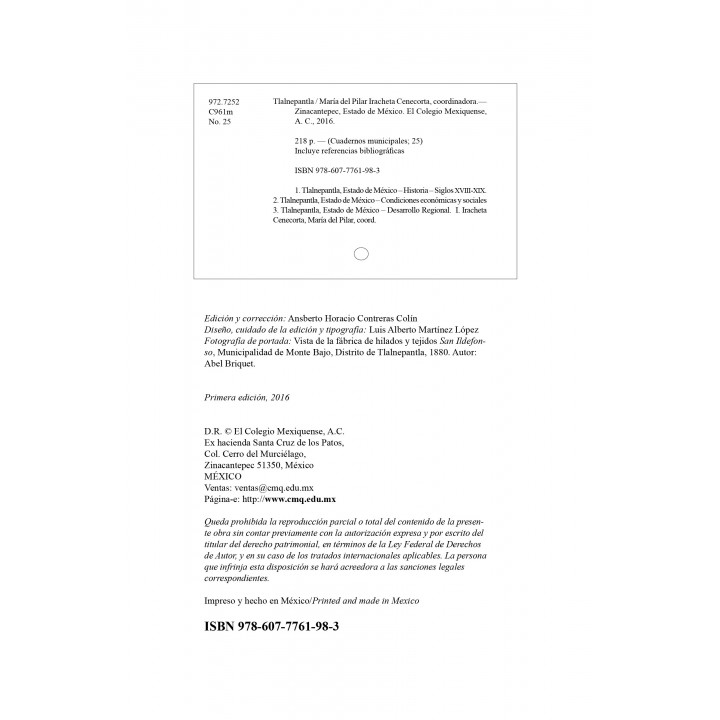Tlalnepantla. Cuadernos veinticinco