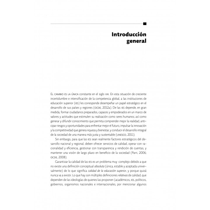 Calidad de la Educación Superior. Teoría, instrumentos y planeación