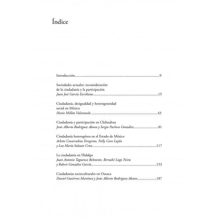 Ciudadanía y participación. Una mirada desde lo local: Chihuahua, Estado de México, Hidalgo, Oaxaca y Sinaloa