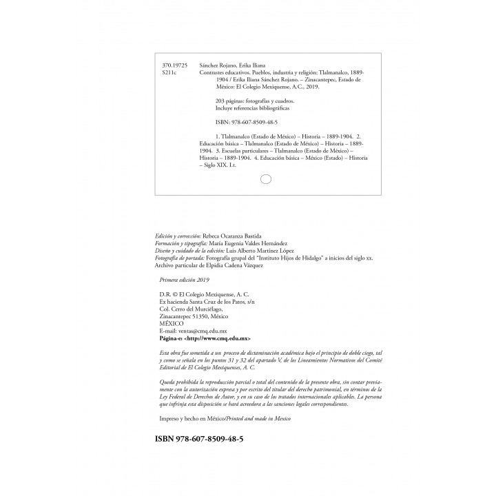 Contrastes educativos. Pueblos, industria y religión: Tlalmanalco, 1889 – 1904