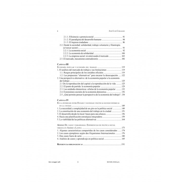 Política Social y Economía del Trabajo. Alternativas a la política neoliberal para la ciudad
