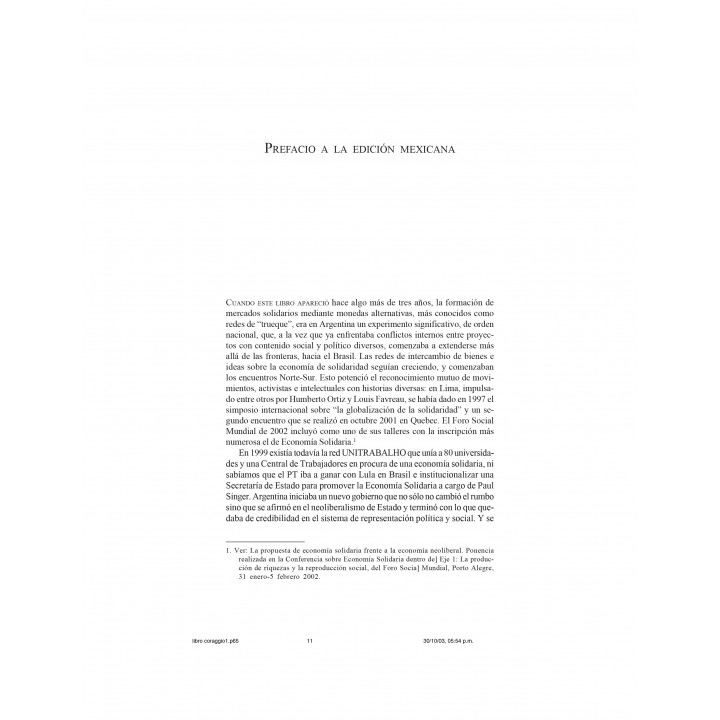 Política Social y Economía del Trabajo. Alternativas a la política neoliberal para la ciudad