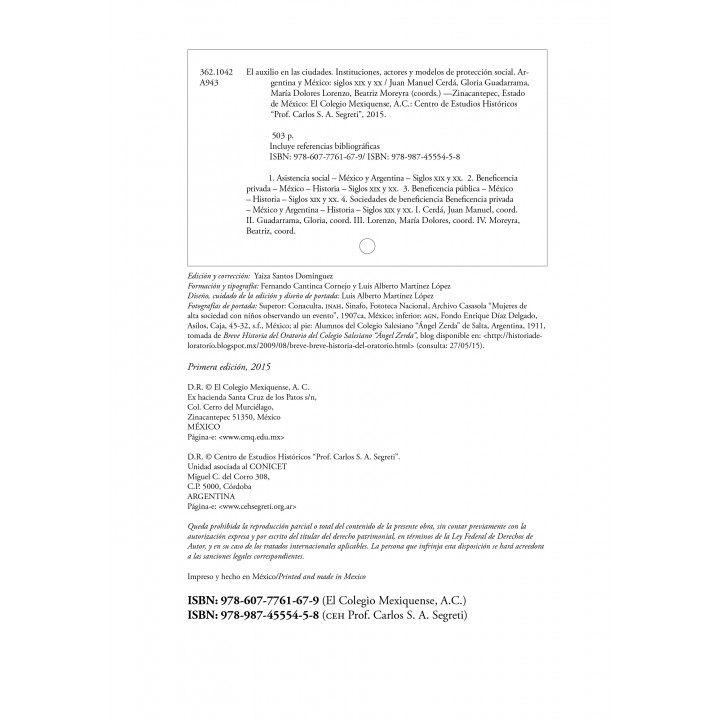 El Auxilio en las ciudades. Instituciones, actores y modelos de protección social: Argentina y México, siglos XIX y XX