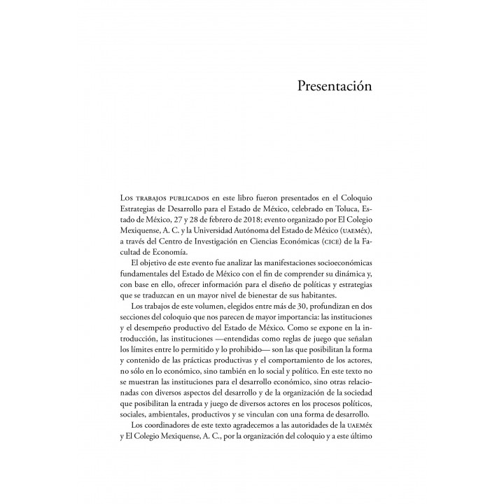 Estado de México: instituciones, políticas públicas y actividad productiva