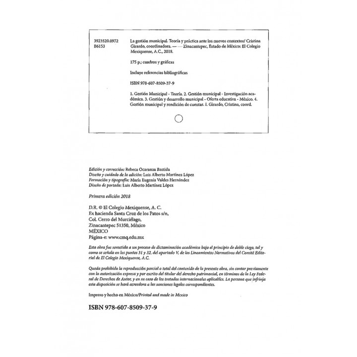 La gestión municipal. Teoría y práctica ante los nuevos contextos