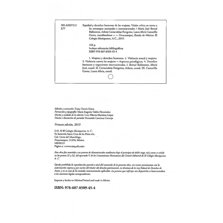 Equidad y derechos humanos de las mujeres. Visión crítica en torno a las estrategias nacionales e internacionales