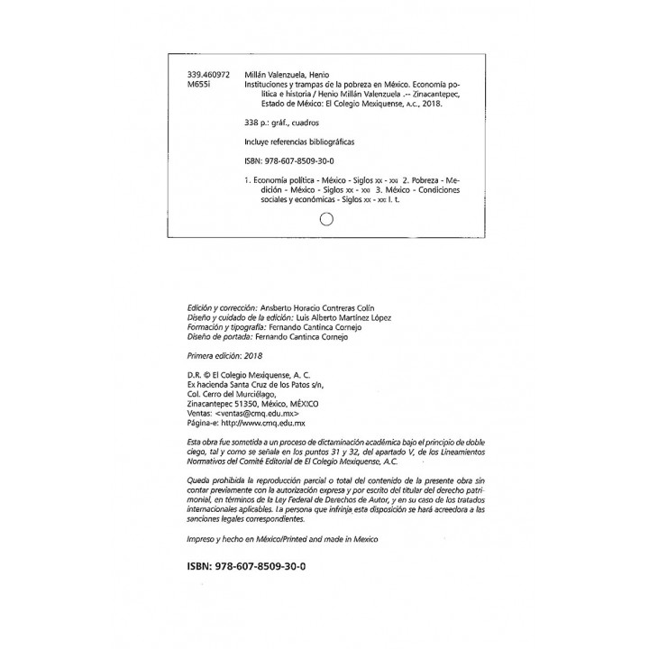 Instituciones y trampas de la pobreza en México. Economía política e historia