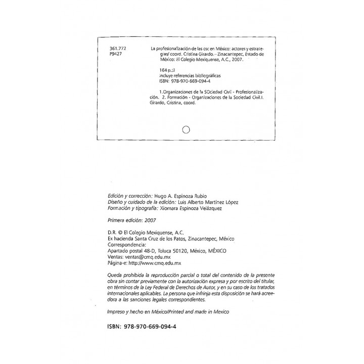La profesionalización de las OSC en México. Actores y estrategias