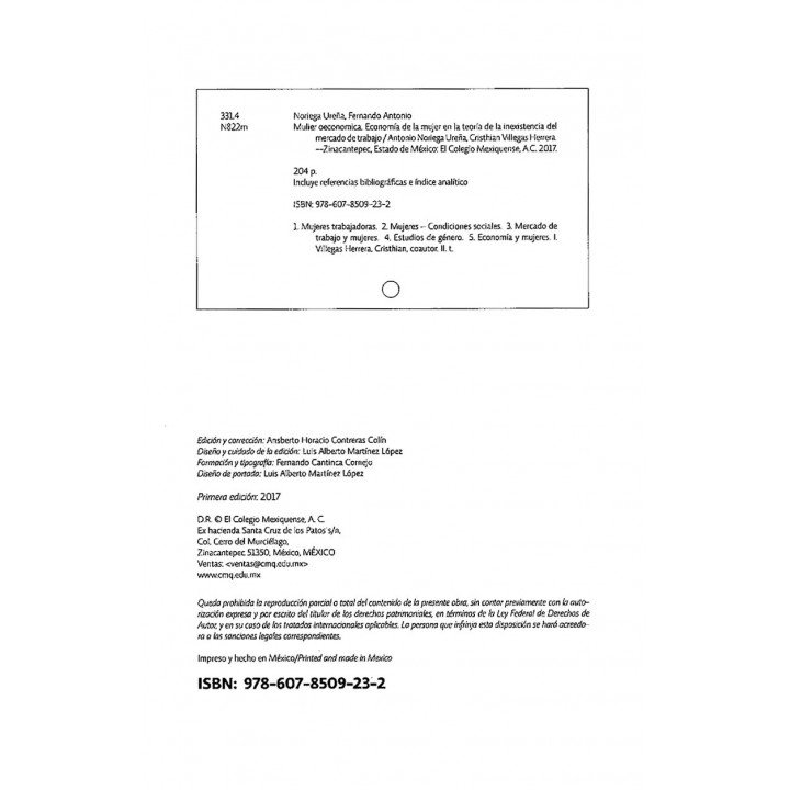 Mulier oeconomica. Economía de la mujer en la teoría de la inexistencia del mercado de trabajo