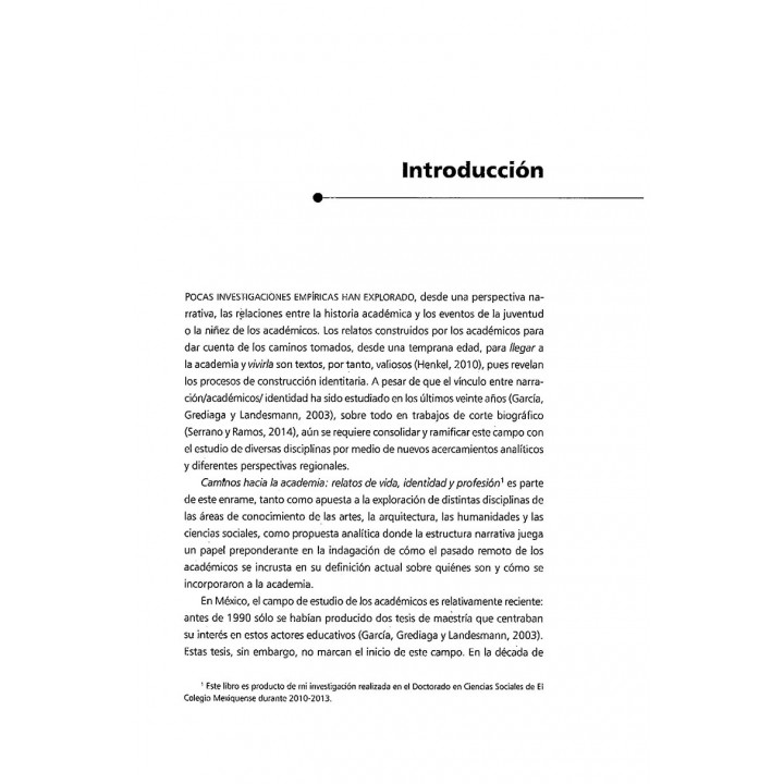 Caminos hacia la academia. Relatos de vida, identidad y profesión