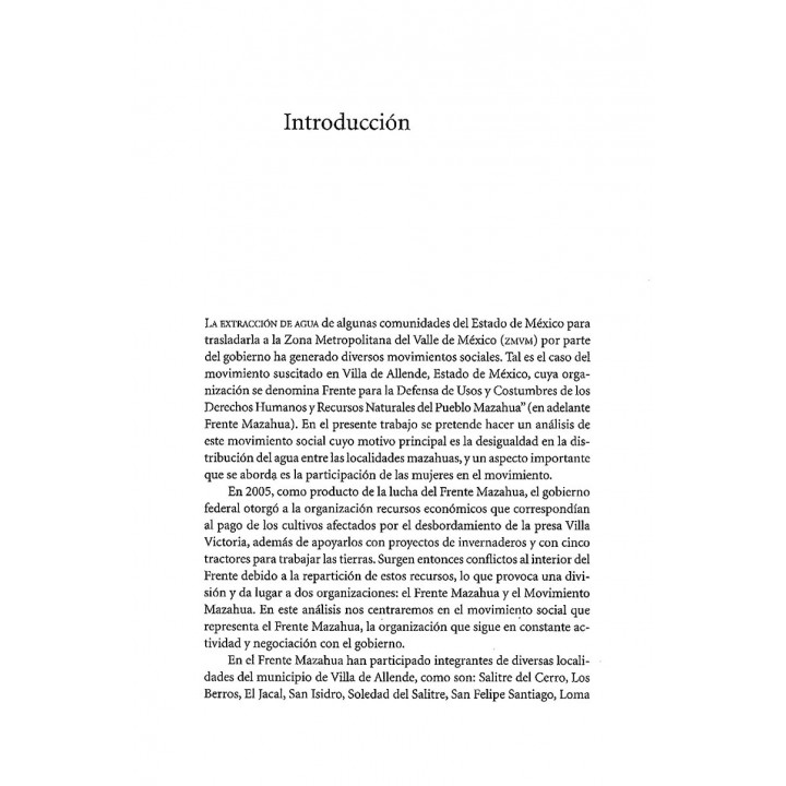 Vivir donde nace el agua. El movimiento social mazahua en Villa de Allende, Estado de México