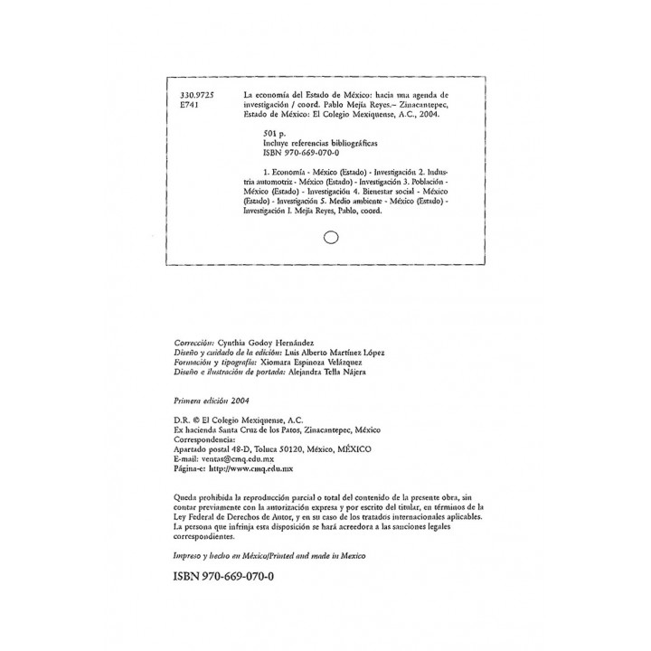 La economía del Estado de México. Hacia una agenda de investigación