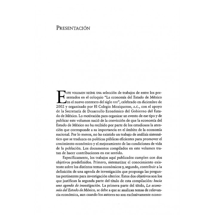 La economía del Estado de México. Hacia una agenda de investigación
