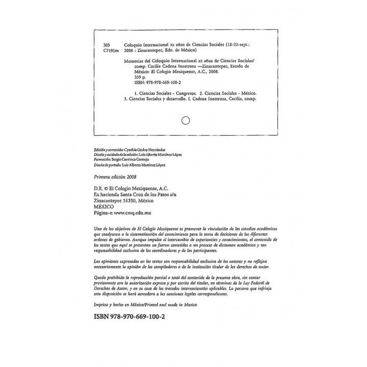 Memorias del coloquio internacional XX años de Ciencias Sociales