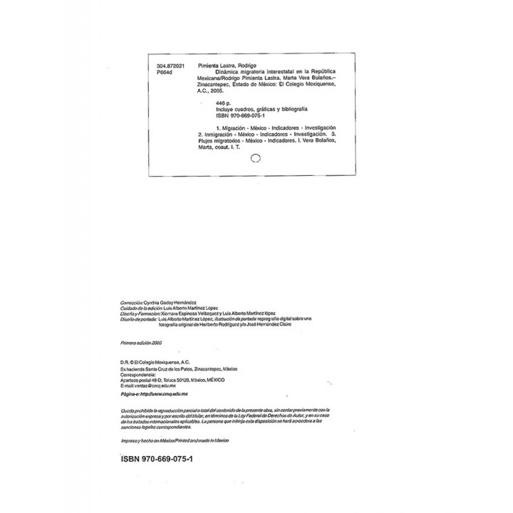 Dinámica migratoria interestatal en la República Mexicana