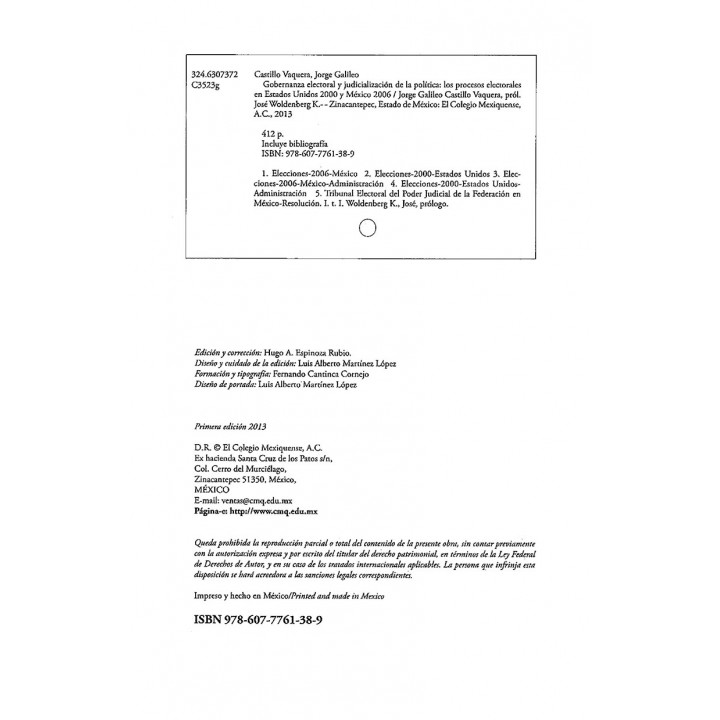 Gobernanza electoral y judicialización de la política. Los procesos electorales en Estados Unidos 2000 y México 2006