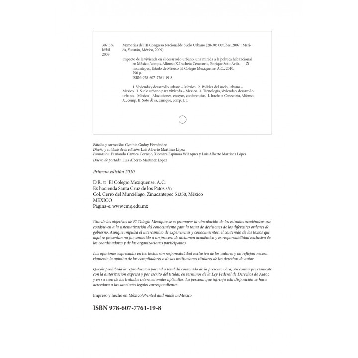 Impacto de la vivienda en el desarrollo urbano. Una mirada a la política habitacional en México. Memorias del ...