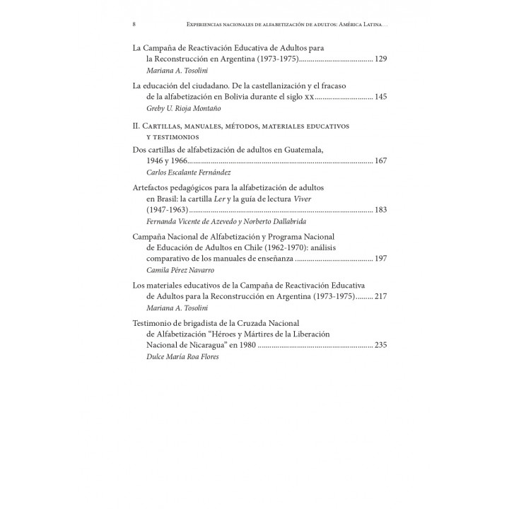 Experiencias nacionales de alfabetización de adultos. América Latina en el siglo XX