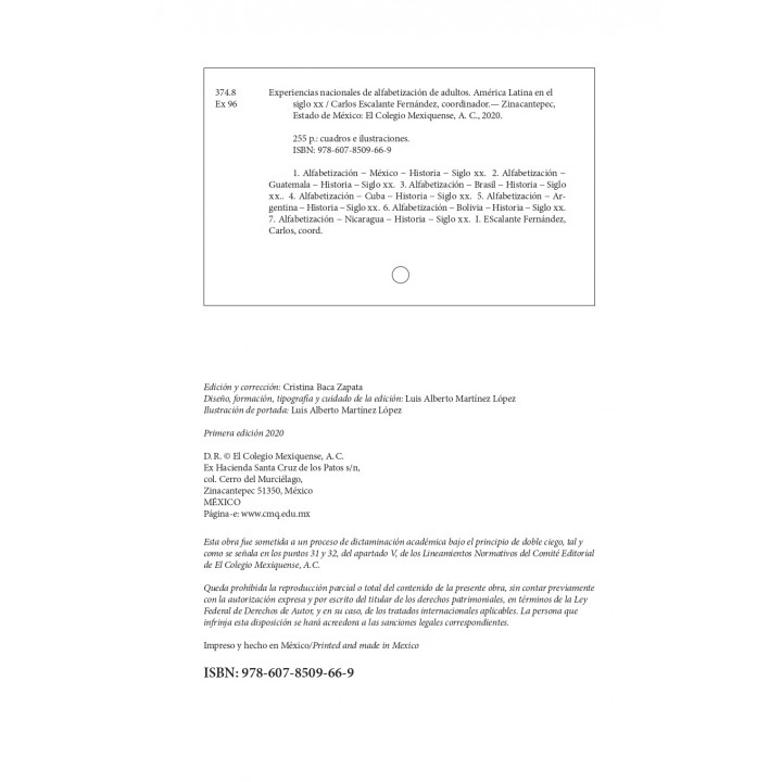 Experiencias nacionales de alfabetización de adultos. América Latina en el siglo XX