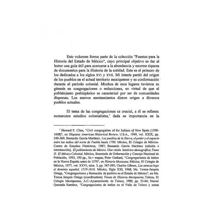 Congregaciones de pueblos en el Estado de México (Fuentes para la Historia del Estado de México 4)