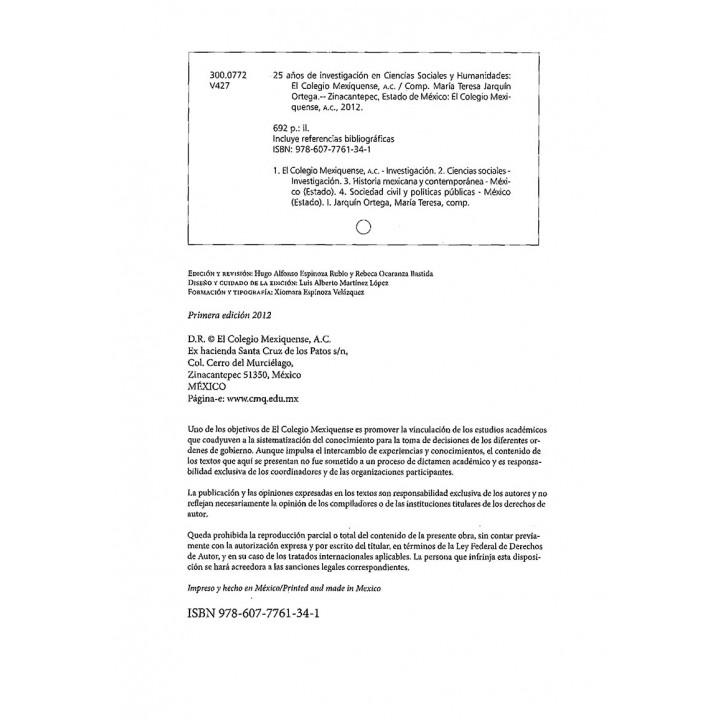 25 Años de investigación en Ciencias Sociales y Humanidades, ...