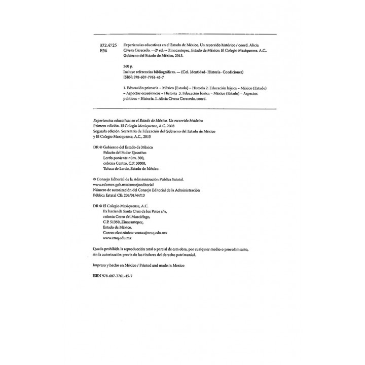 Experiencias educativas en el Estado de México. Un recorrido histórico
