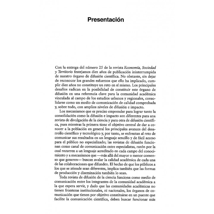 Economía Sociedad y Territorio, Vol. VII, núm. 25, septiembre-diciembre de 2007