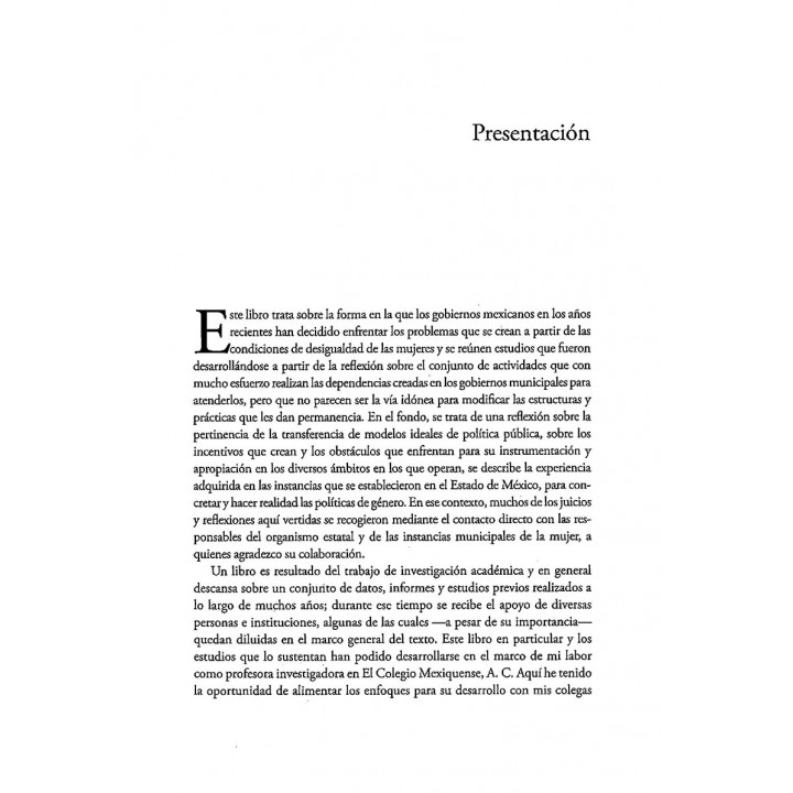 Un lugar indefinido. El género en la agenda municipal. La reconstrucción local de la política nacional en el Estado de México.