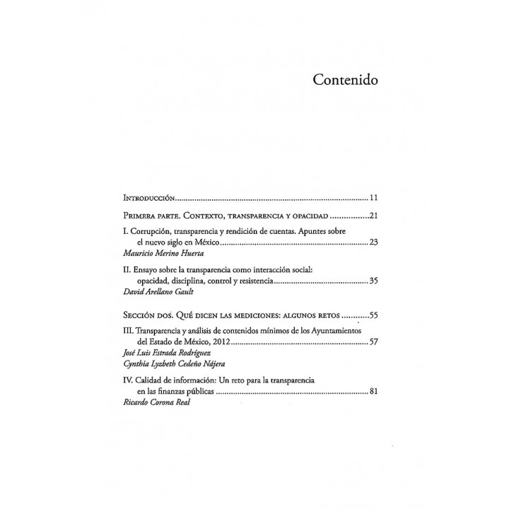 Transparencia y opacidad. Mediciones y prácticas organizacionales en municipios. Ilustrado con casos del Estado de México