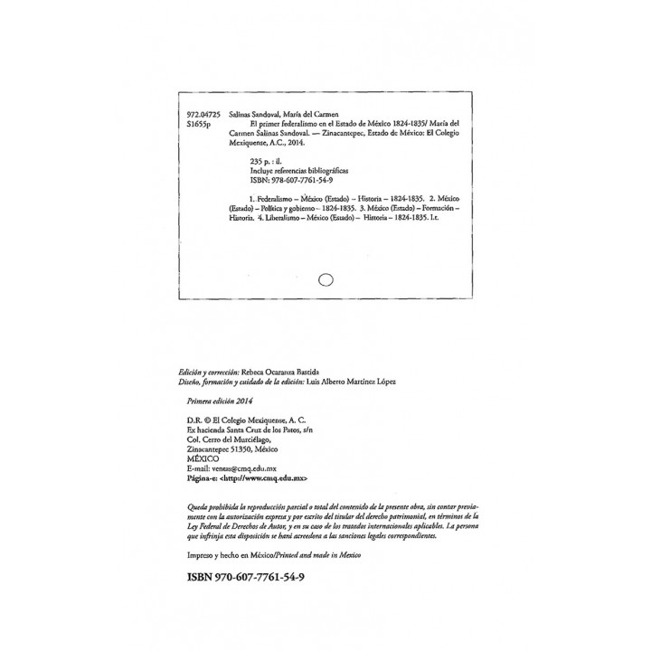 El primer federalismo en el Estado de México 1824 – 1835