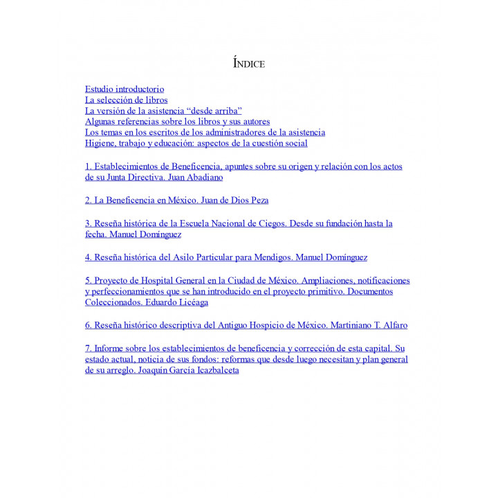 Obras para el estudio de la asistencia en México. Siglos XIX
