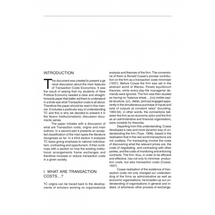 WHAT ARE TRANSACTION COSTS: IN A BIRDS-EYE