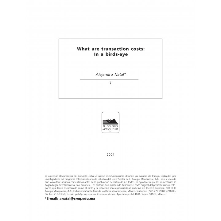 WHAT ARE TRANSACTION COSTS: IN A BIRDS-EYE