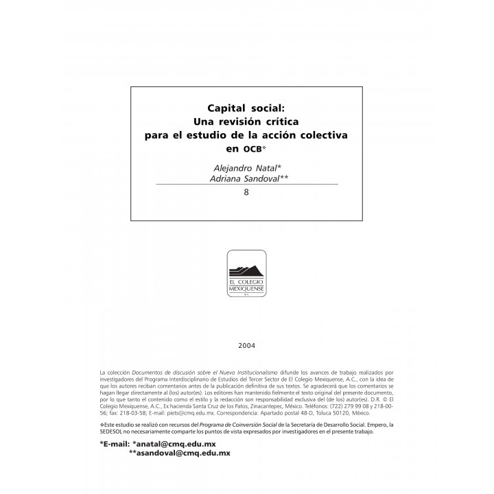 CAPITAL SOCIAL: UNA REVISIÓN CRÍTICA PARA EL ESTUDIO DE LA ACCIÓN COLECTIVA EN OCB