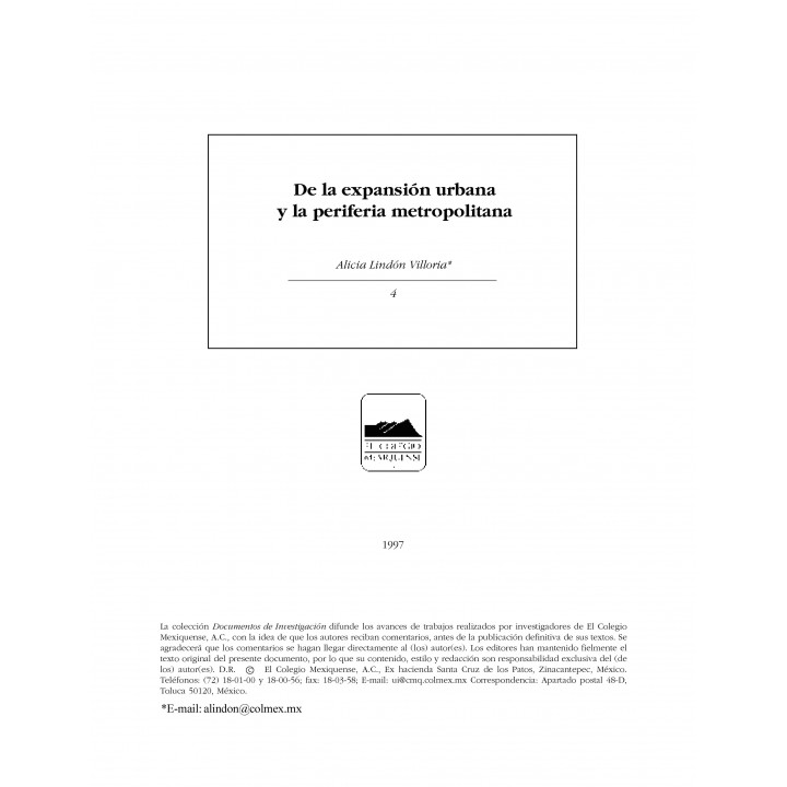 De la expansión urbana y la periferia metropolitana