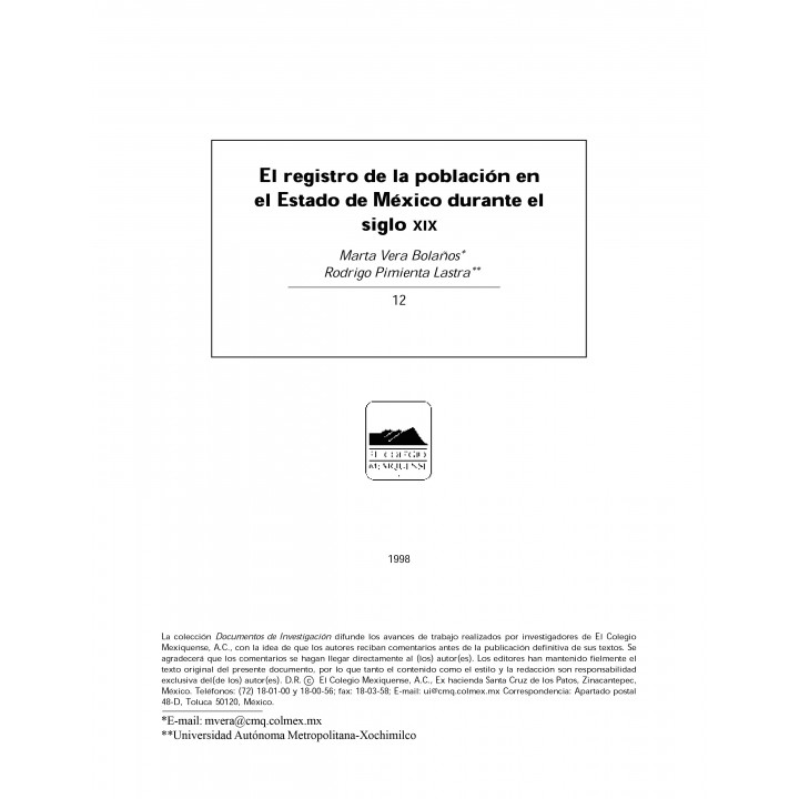 El registro de la población en el Estado de México...