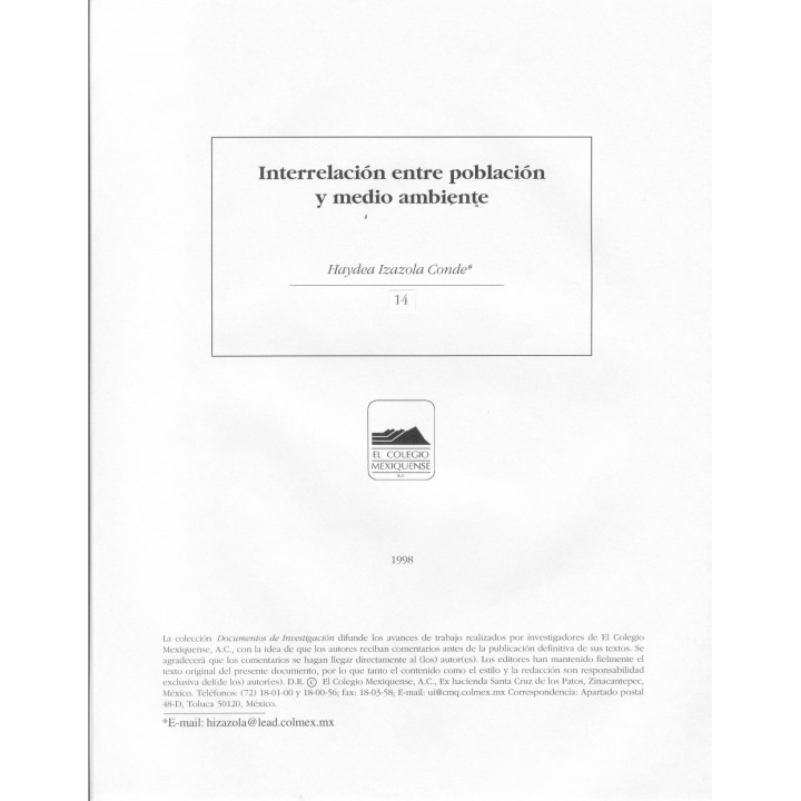 Interrelación entre población y medio ambiente