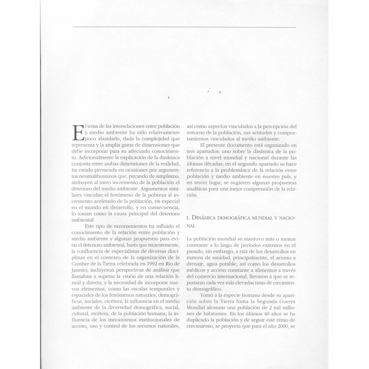 Interrelación entre población y medio ambiente