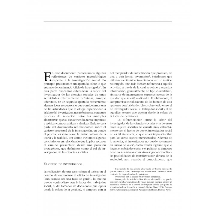 De la investigación en las ciencias sociales...